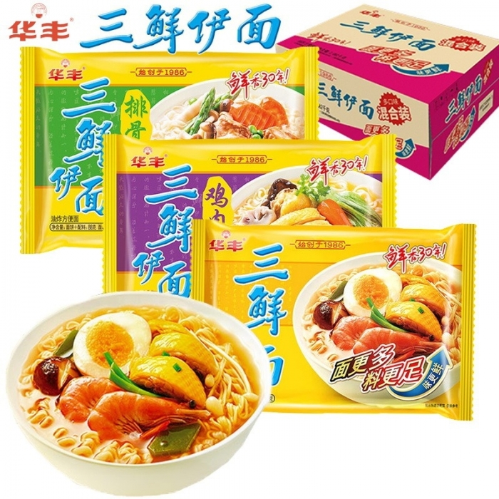 华丰三鲜伊面方便面 一箱24包