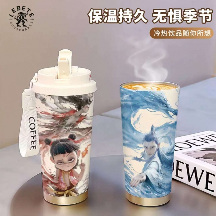 哪吒周边印花吸管咖啡杯